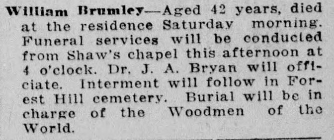 William Brumley obituary